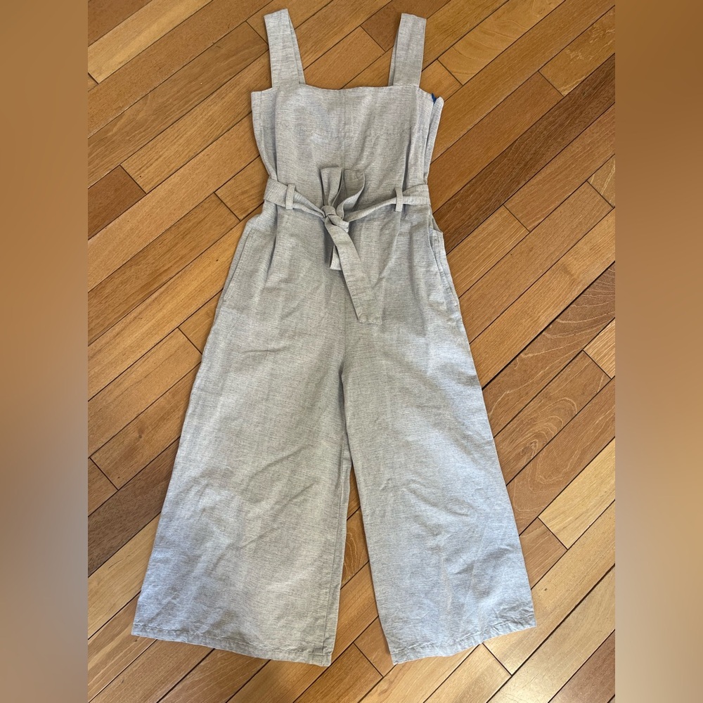 People Tree Organic Cotton Gray Wide-Leg Jumpsuit Belted Size 8 - Picture 3 of 13